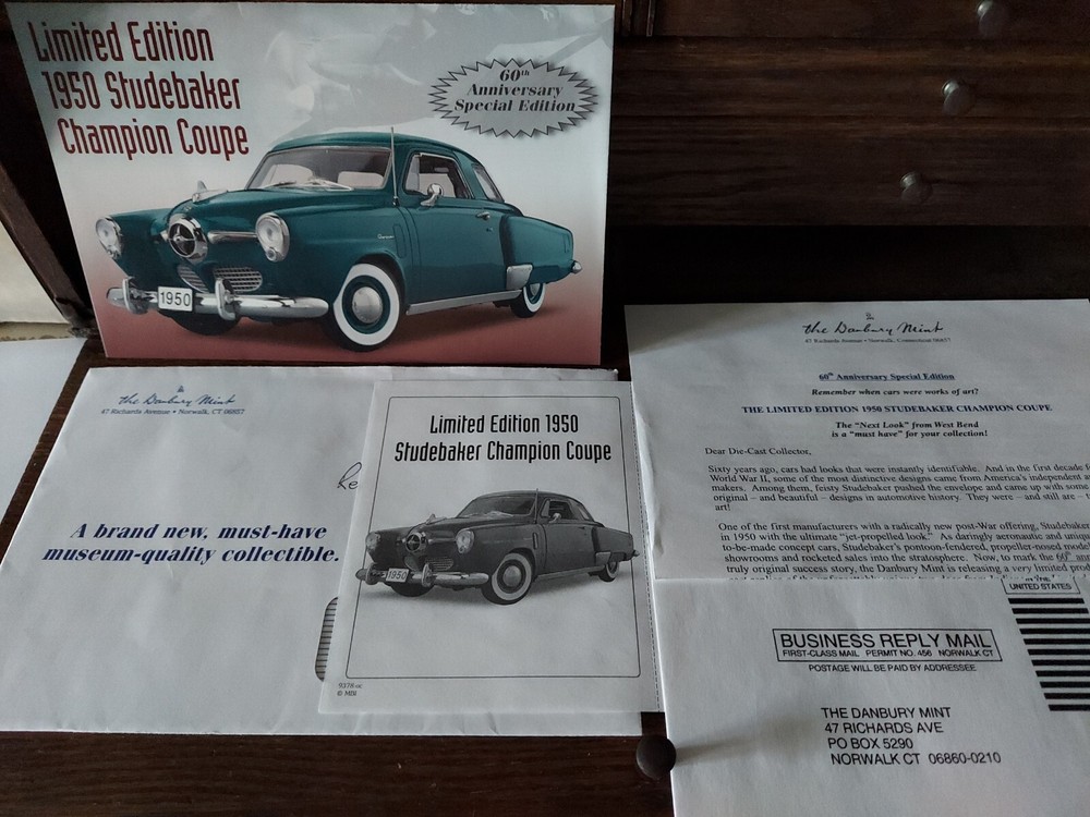 Danbury Mint 1950 Studebaker Champion Coupe 60th Anniversary Brochure Mailer