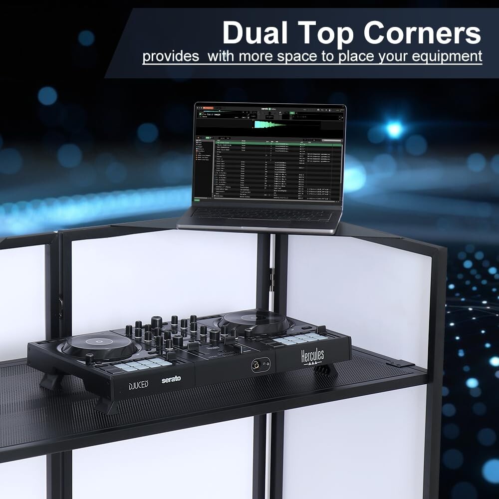 LUCKUP DJ Facade Booth with Corner Panel, Portable DJ Facade with Scrim