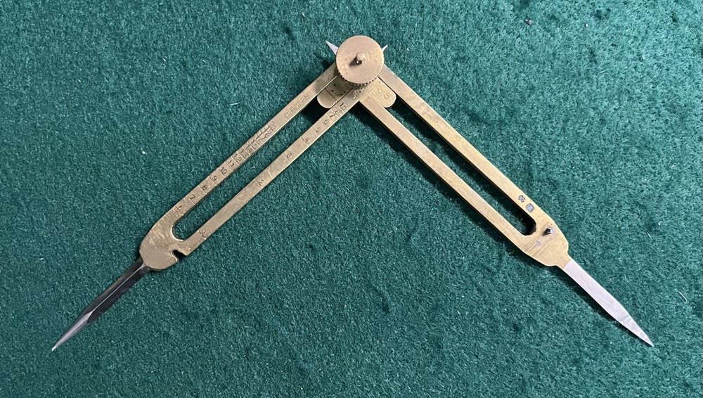 Boxed Proportional Divider Navigational Compass Lines Bridges Planes Solids