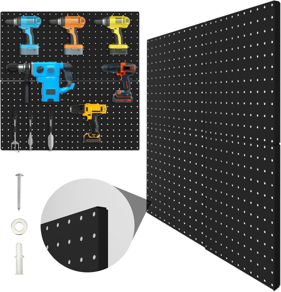 Peg Board 4 Pack Metal Pegboard Panels Black Pegboards Wall Organizer