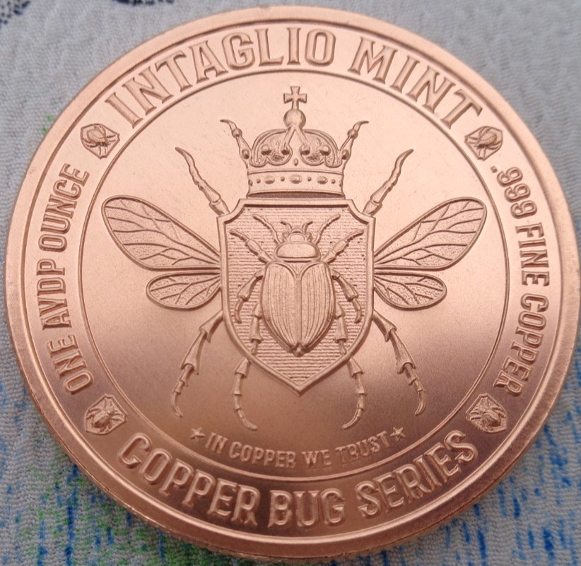 1 oz. ASSASSIN BUG #1 Copper Bug Series .999 fine copper round