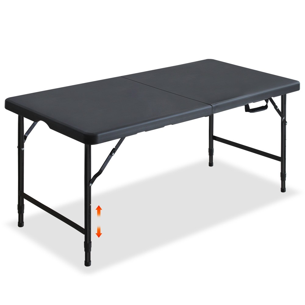 4ft Black Folding Picnic Party Game Table 2-Pack Outdoor Multifunctional