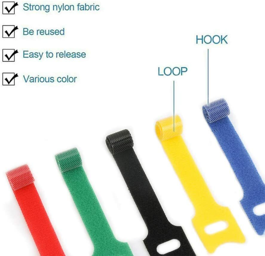 6- Color Microfiber Straps Hook Loop Reusable Fastening Cable Ties Wholesale