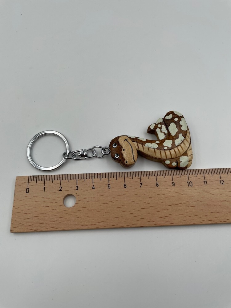 Wood Snake Dotted Animal Python Anaconda Keychain Gift Box