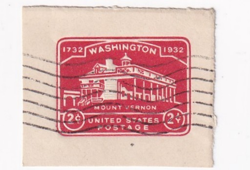 STAMP SCOTT U525 "Mount Vernon on White Paper" 2 CENT 1932 USED WAVE CANCEL - E