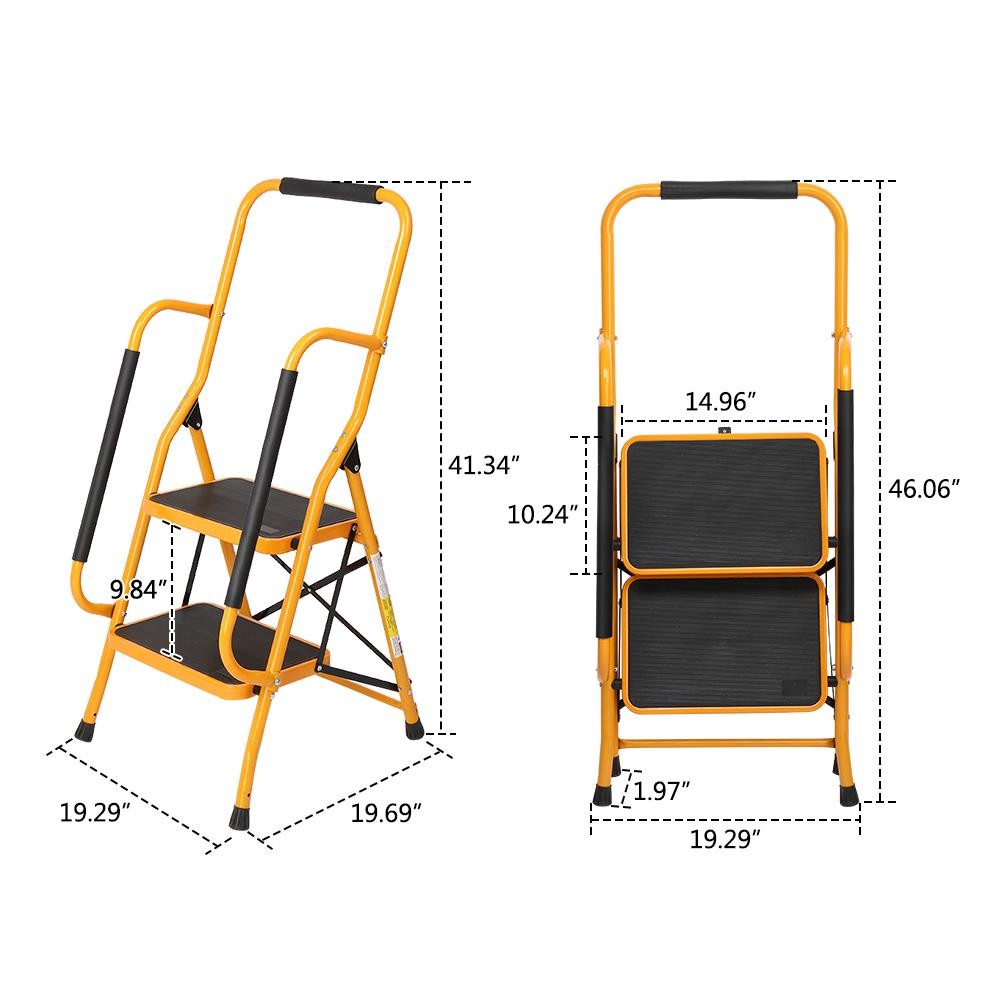 New 2 Step Lightweight Ladder Platform Foldable Stool 330lbs Load Saving Space