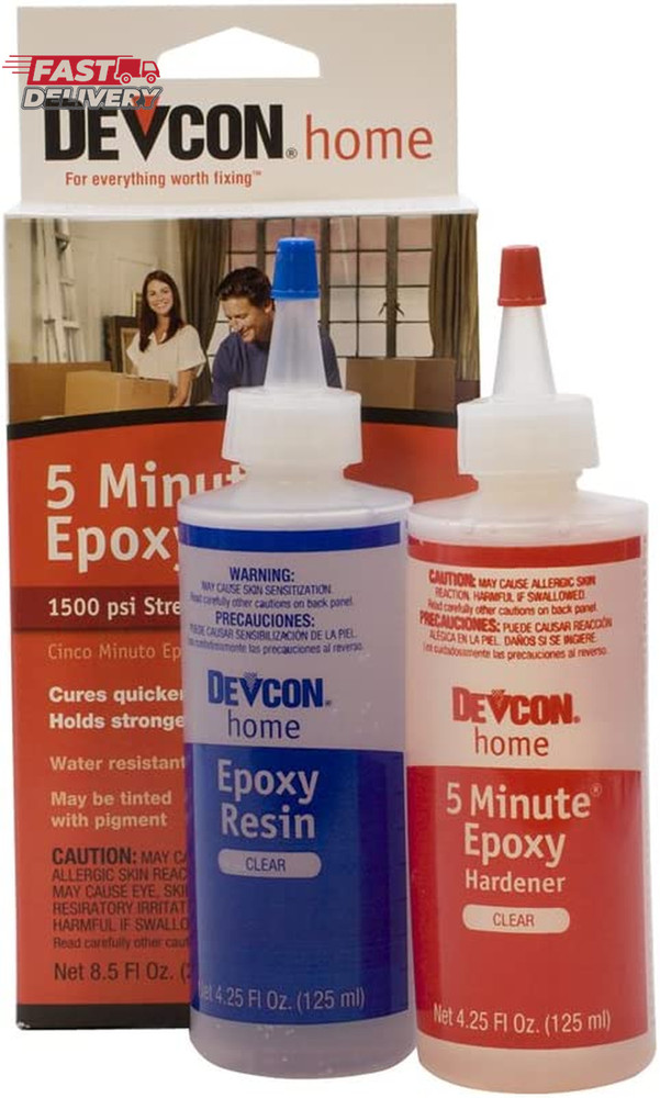 Devcon Epoxy, 5 Minute Epoxy, 4-1/2 Ounce Bottles, 2 Bottles | GLU-720.90