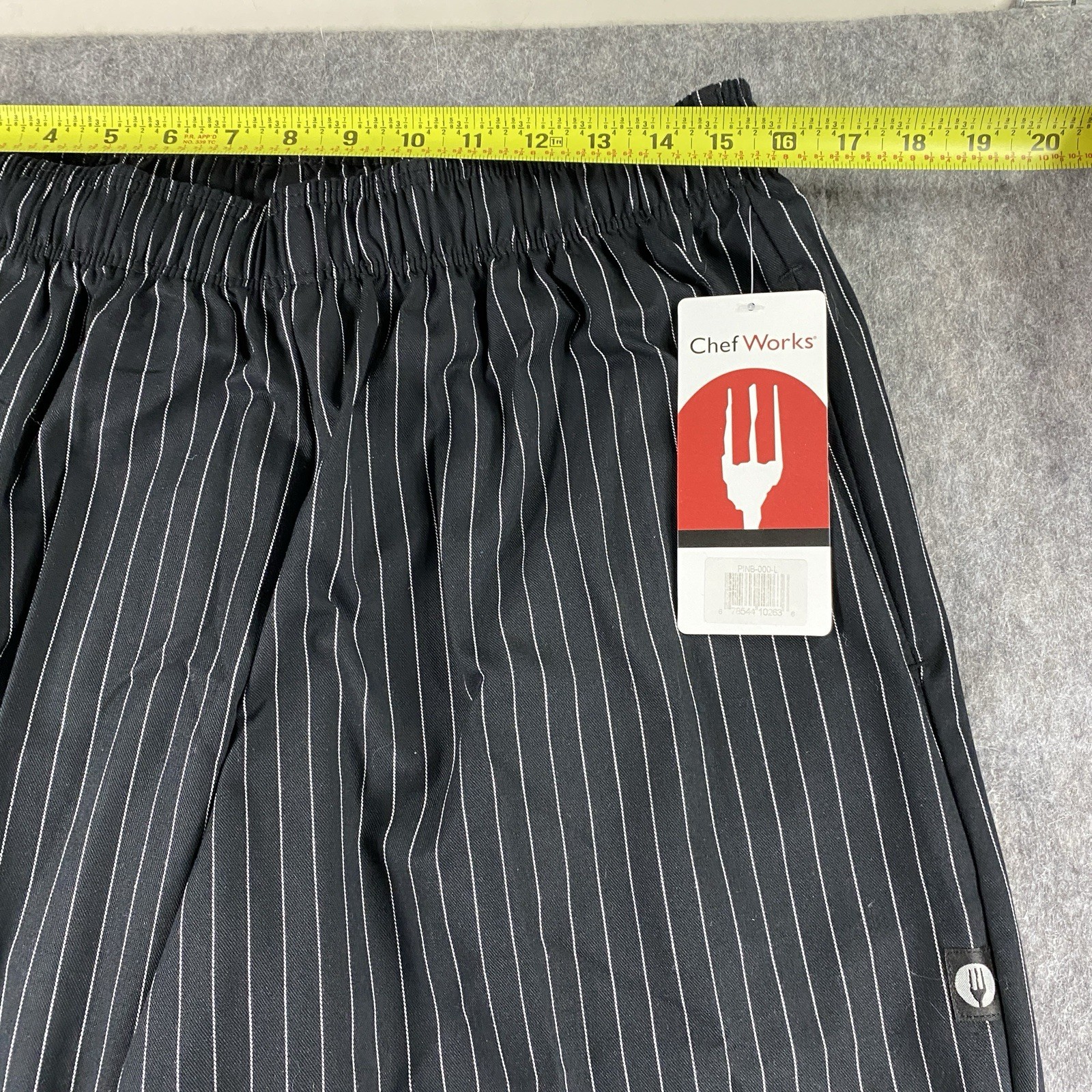 Chef Works Pinstripe Pants Men's Large Black Baggy Designer NWT