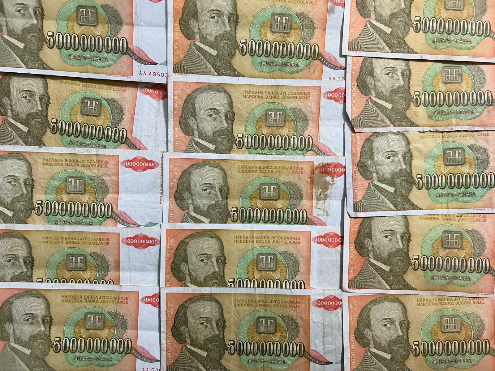 Yugoslavia 5 Billion Dinara 1993 Banknote Currency *Heavily Circulated*