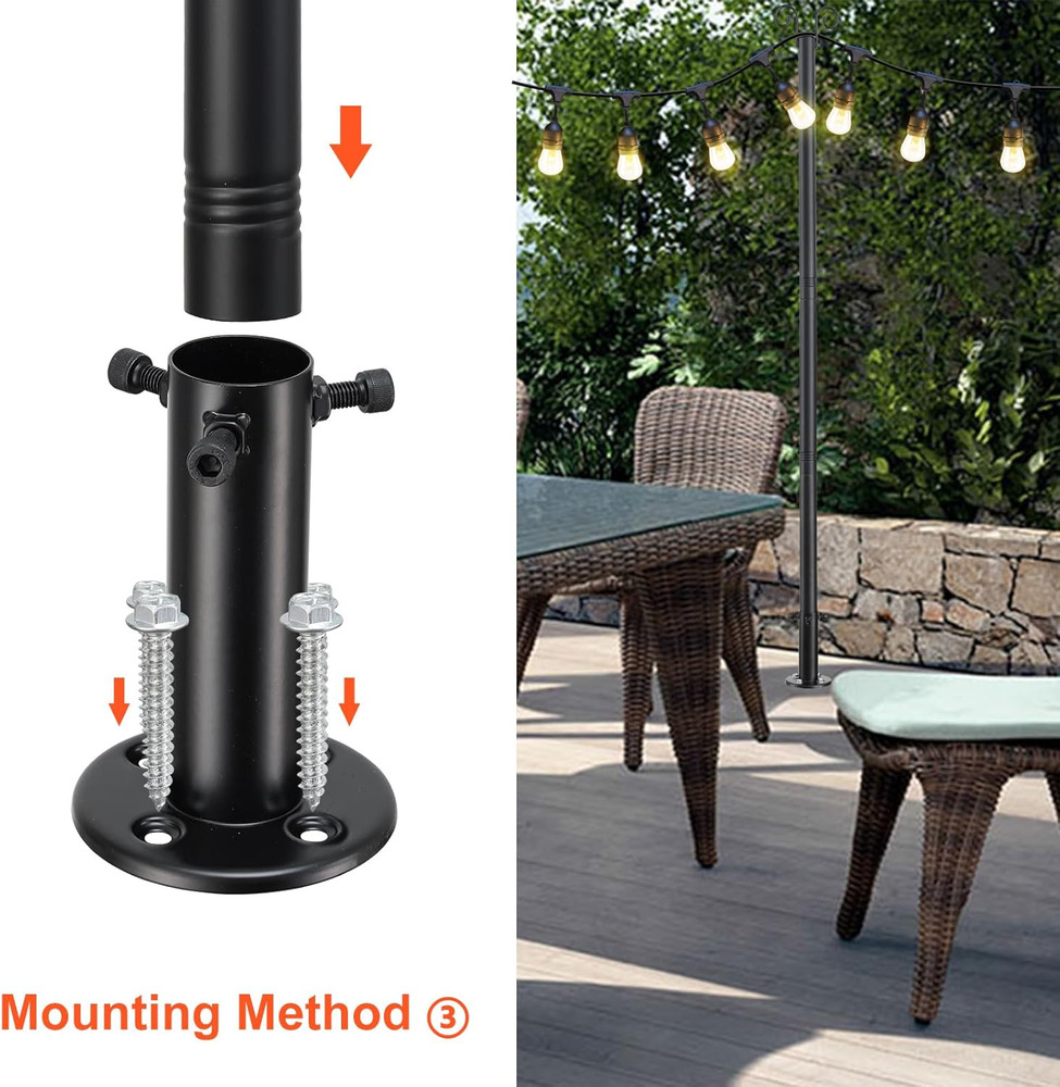 2 sets Deck Patio Light hanging Pole for Outside String Lights for Wedding Party