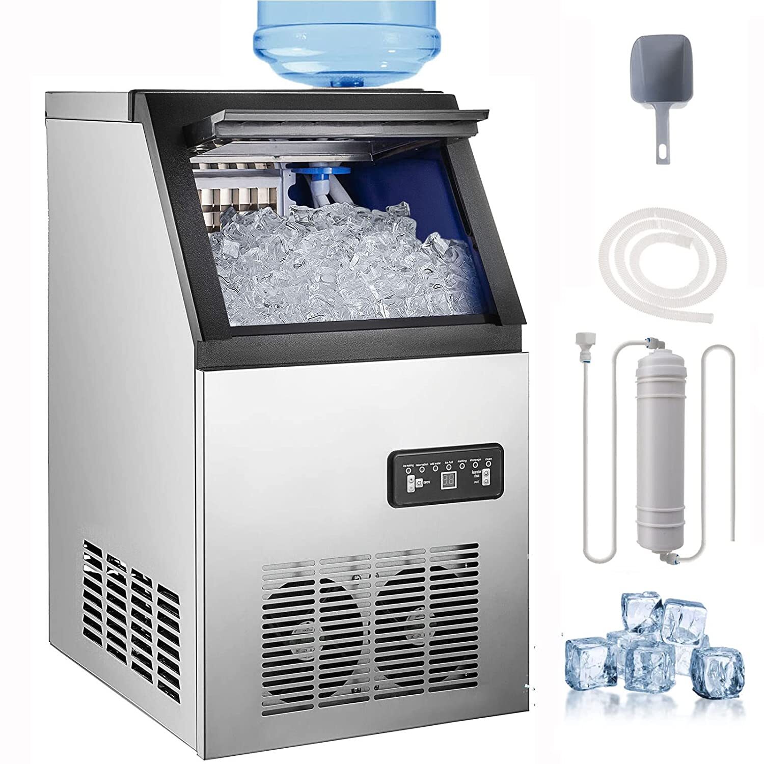 110lb Built-in Commercial Ice Maker Stainless Steel Bar Restaurant Cube Machine