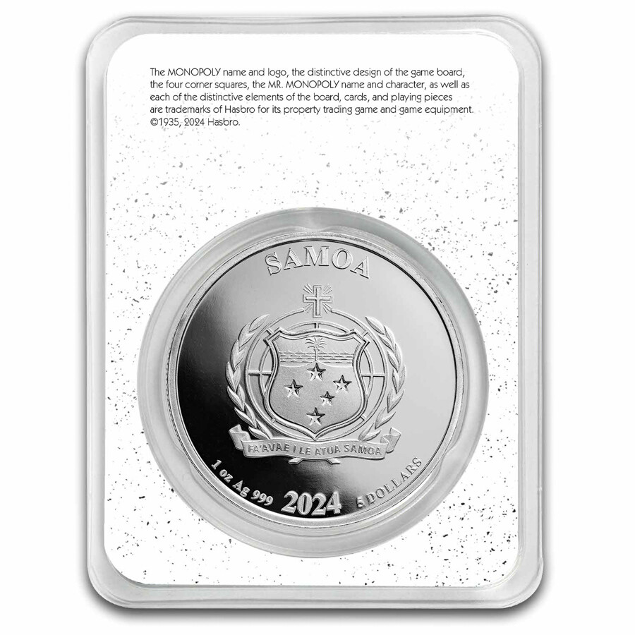 2024 Samoa 1 oz Silver Mr. Monopoly Colorized with TEP