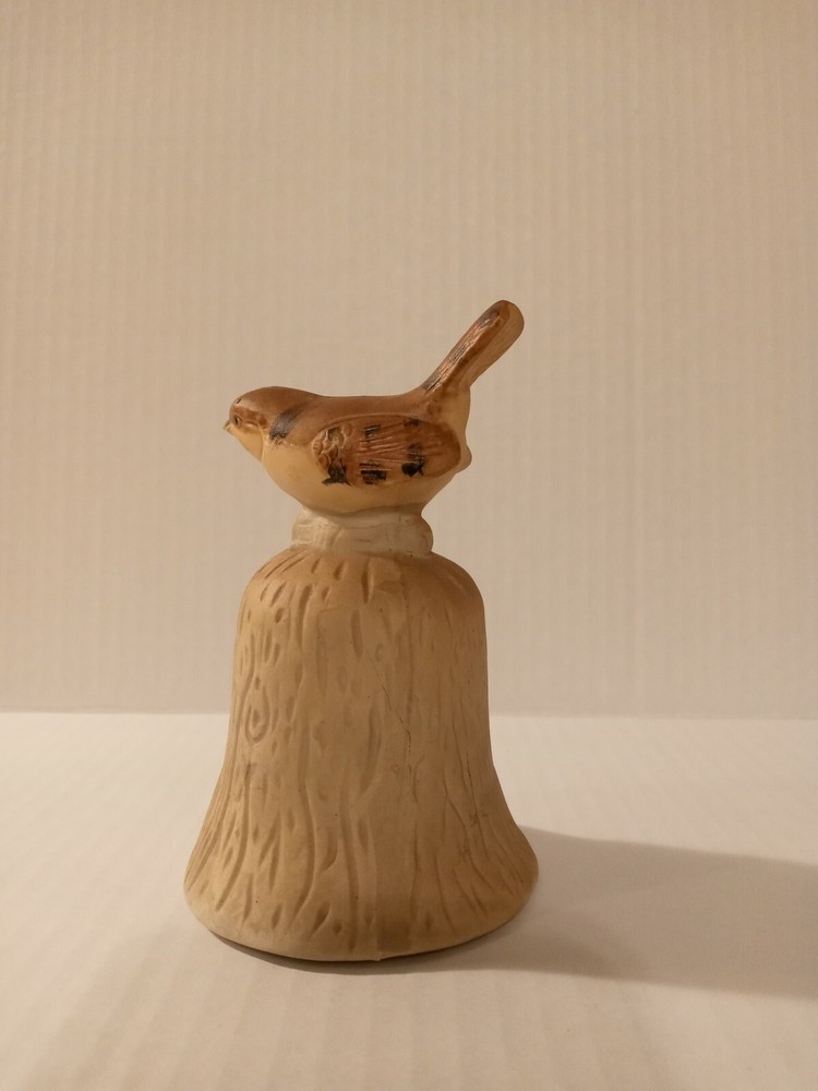4.25" Brown Ceramic Bisque Bird Bell