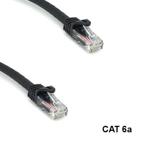 KNTK Black 7' Cat6a UTP Ethernet Patch Cable 10Gbps 600MHz RJ45 Data Networking