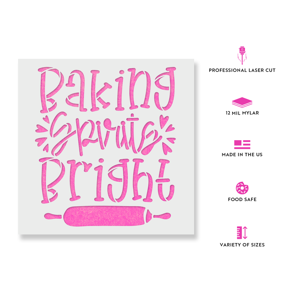 Baking Spirits Bright Stencil - Reusable Mylar Stencils for Painting
