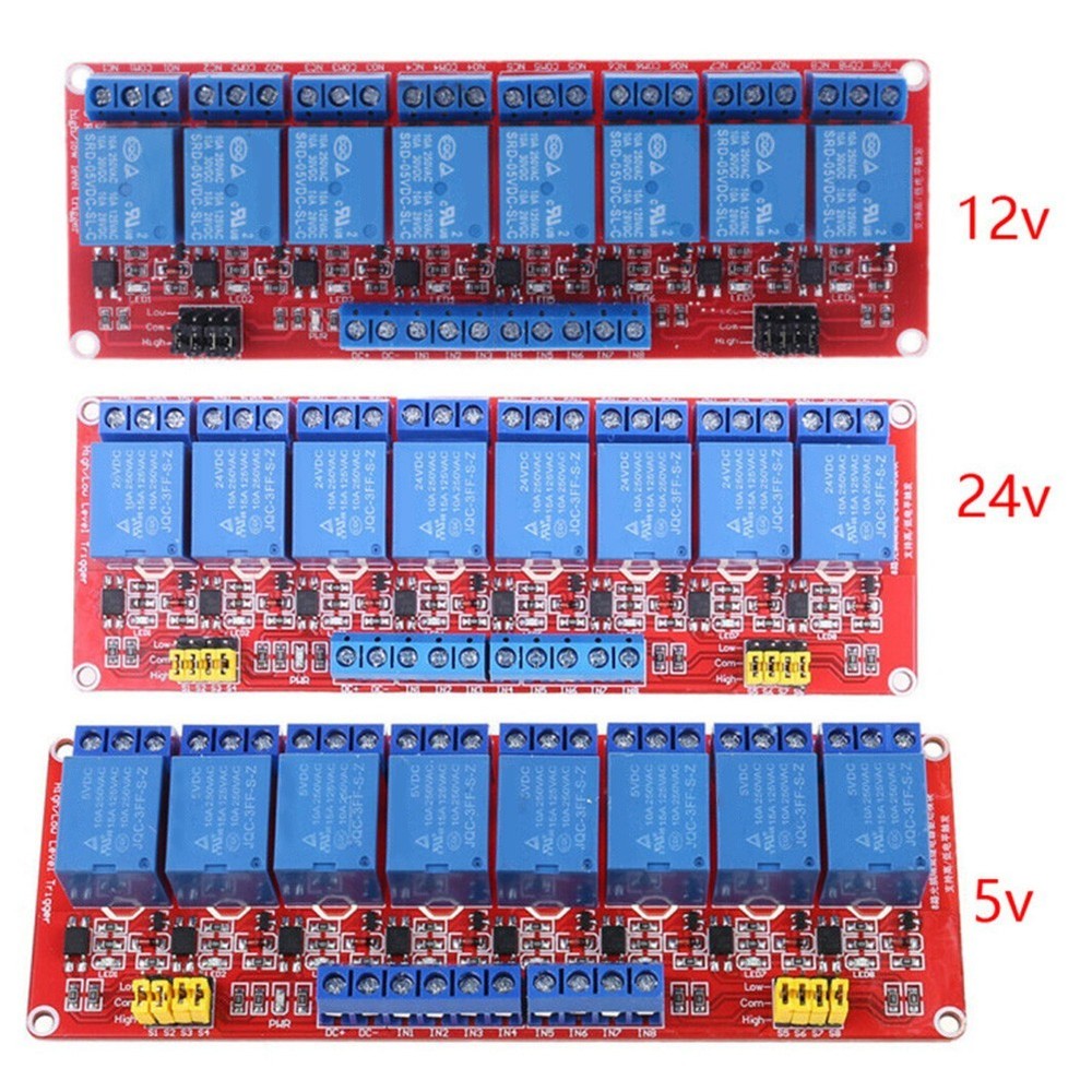 8 Channel Relay Module Optocoupler Isolation Blue KF301 Terminal LED Indicators