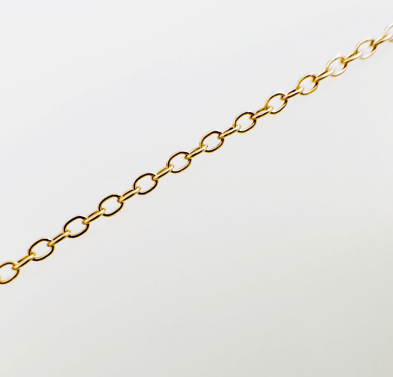 14K Solid Yellow Gold Cable Link Safety Chain Extension Extender, 1mm, 2.25"
