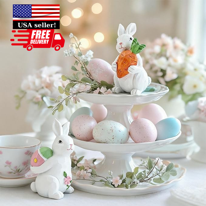 Easter Bunny decorations for Home table decor - Resin Spring rabbits