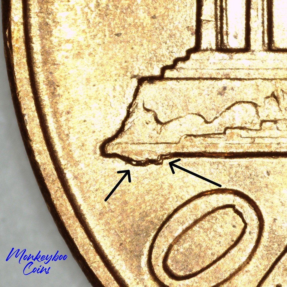 1960 D Lincoln Memorial Cent - Abnormal Reverse Die Chips - Rare Error Coin- BU