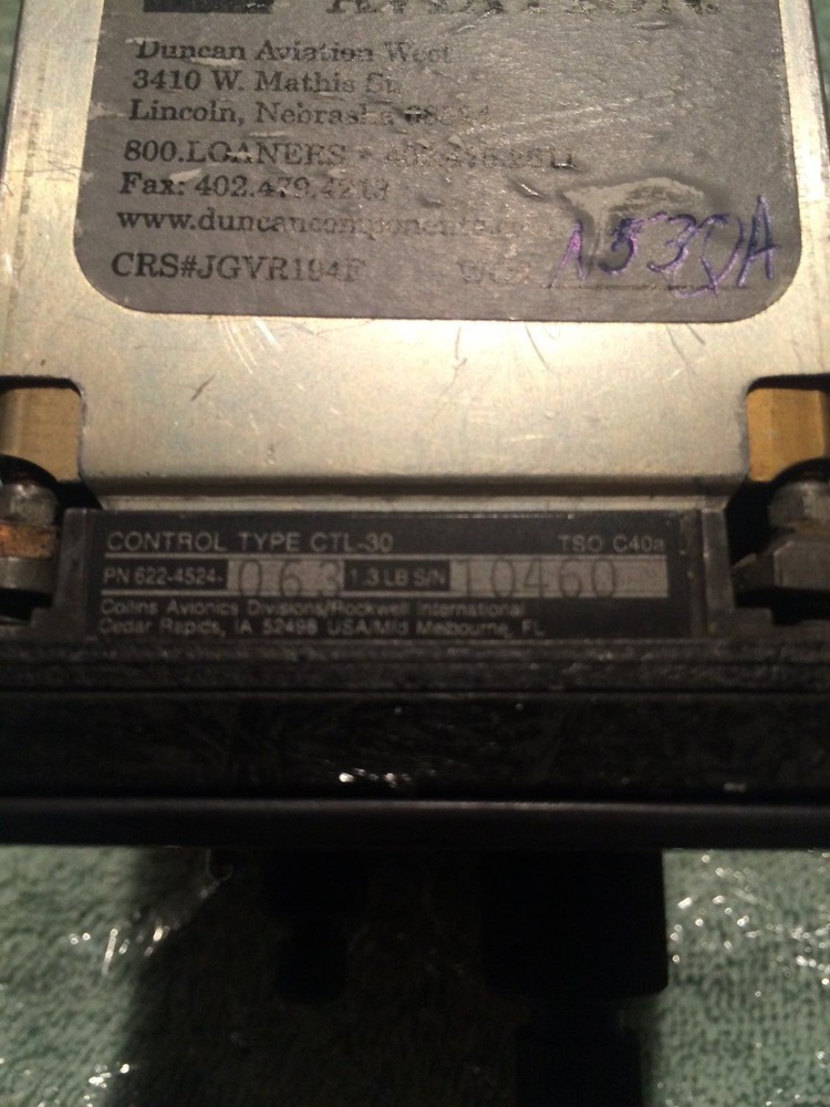 COLLINS NAV DIGITAL CONTROL HEAD PN 622-4524-063