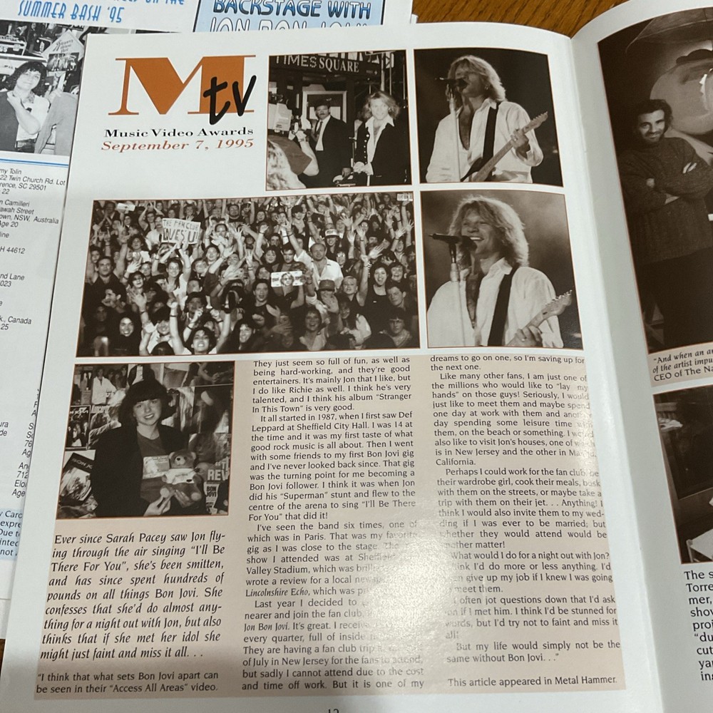 Backstage With Jon Bon Jovi Volume 7 Issues 1-4 Year 1995