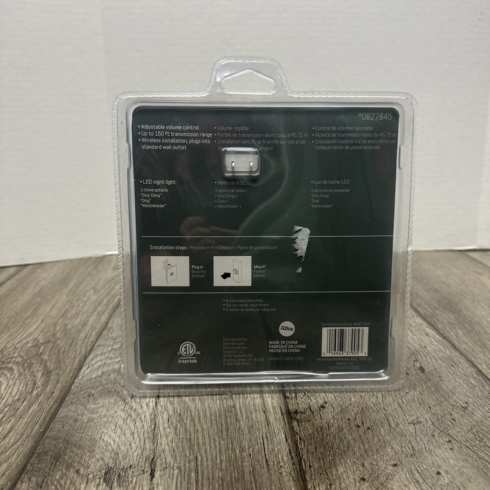 Style Selections Wireless Doorbell With Button 0827845 New