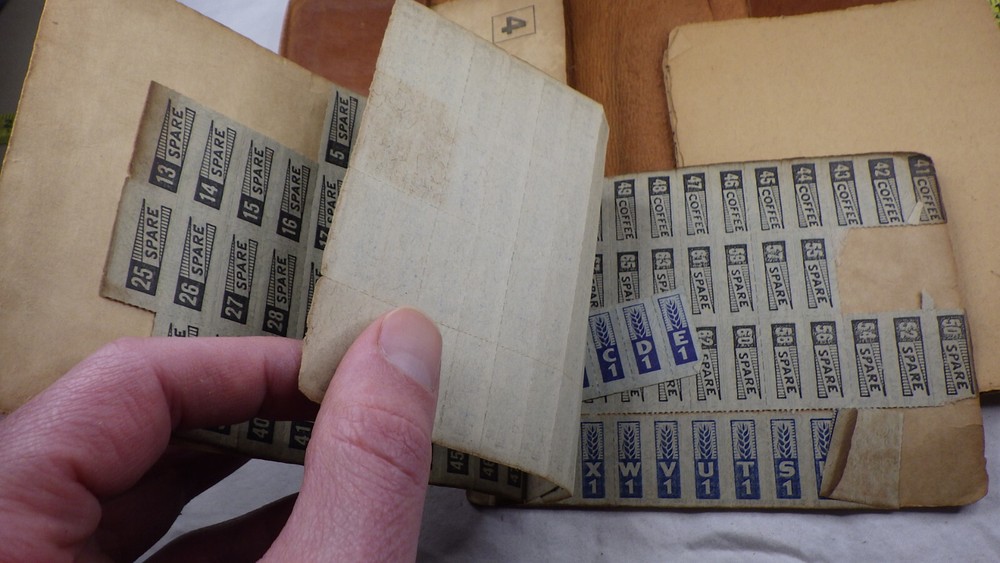 Vintage WWII War Rations Leather Book Four w/ Stamps Emergency First Aid 1994