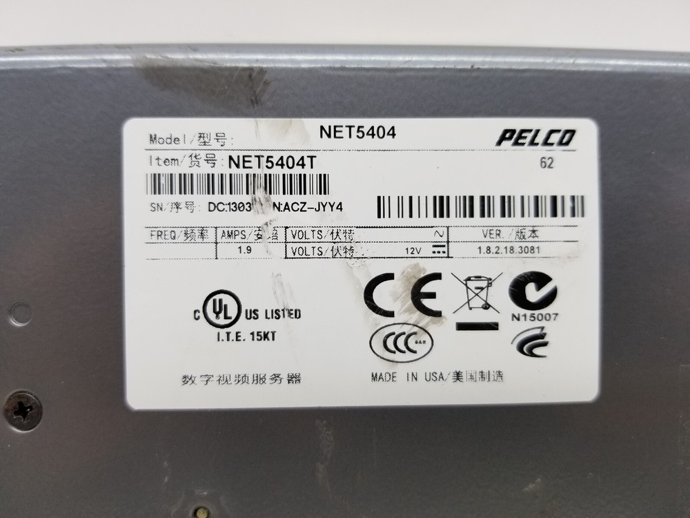 Pelco NET5404T Security Camera System Four-Channel H.264 Video Encoder