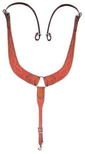 Showman Argentina Cow Leather Barbwire Tooled Leather Pulling Collar
