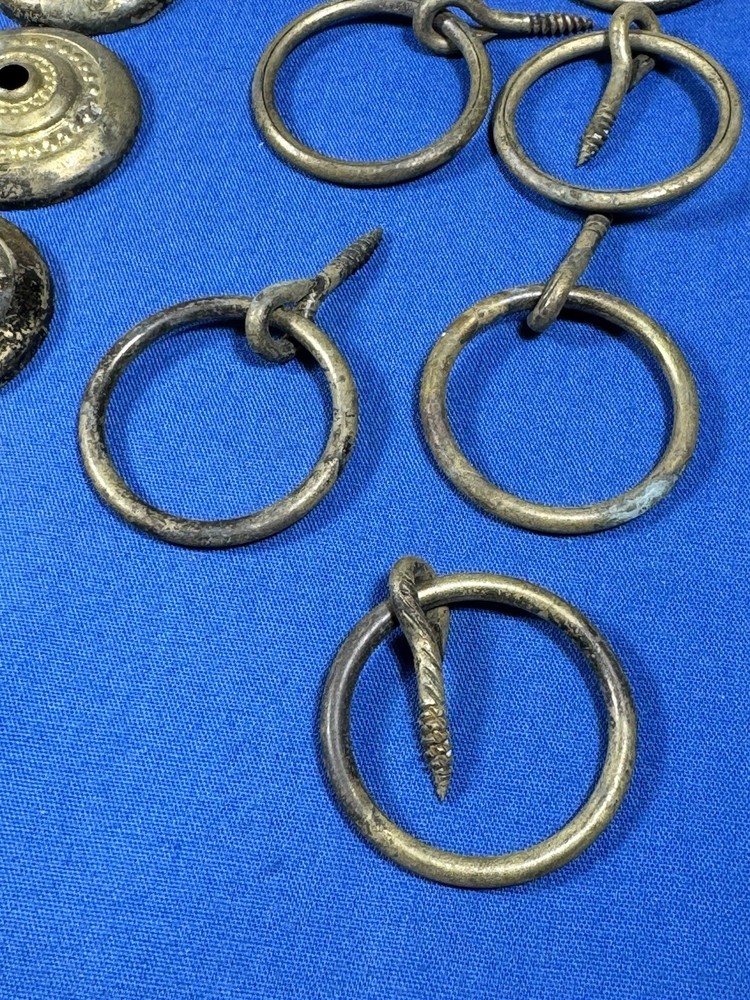 21 Vintage Brass Ring Pulls w/ Brass Escutcheons ~ 1 1/16" Diameter Ring