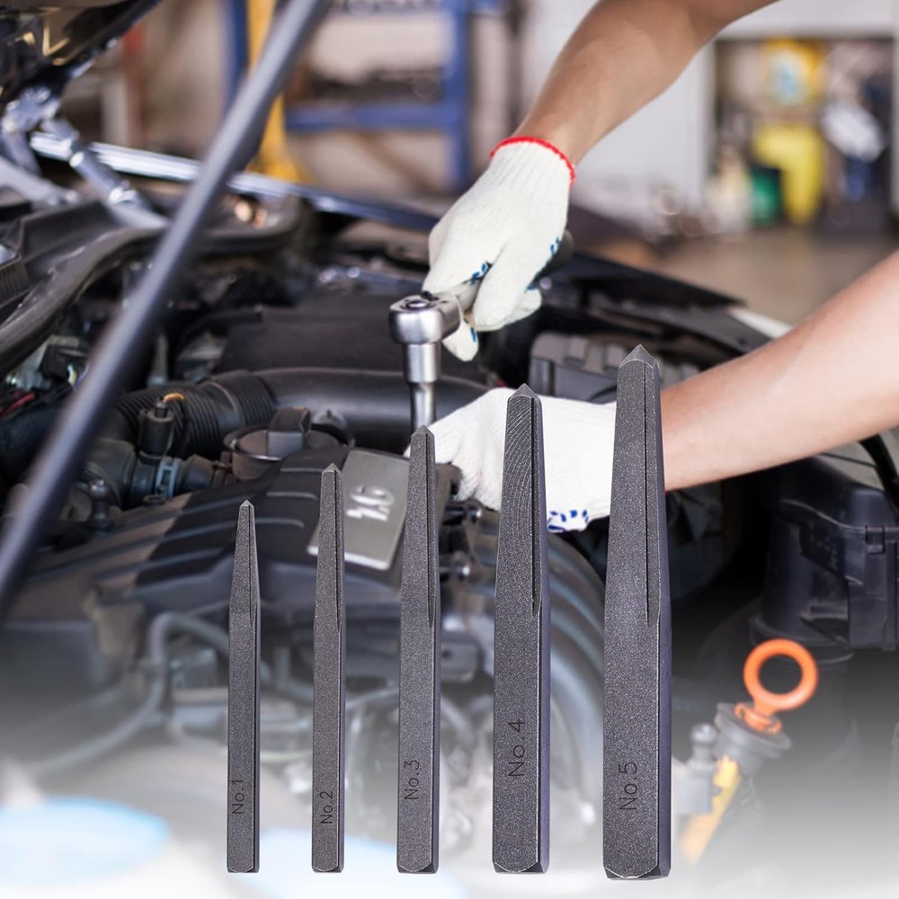 5 Pieces Easy Out Bolt Extractor Set, Straight Fluted Screw Extractor,...