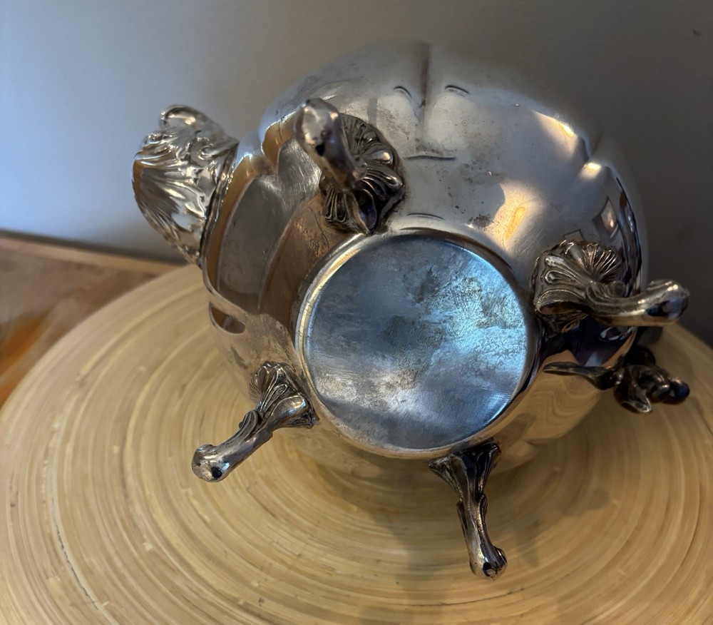 Sheridan Silver Co Silver Plate Tea Pot Silver On Copper 4 Footed