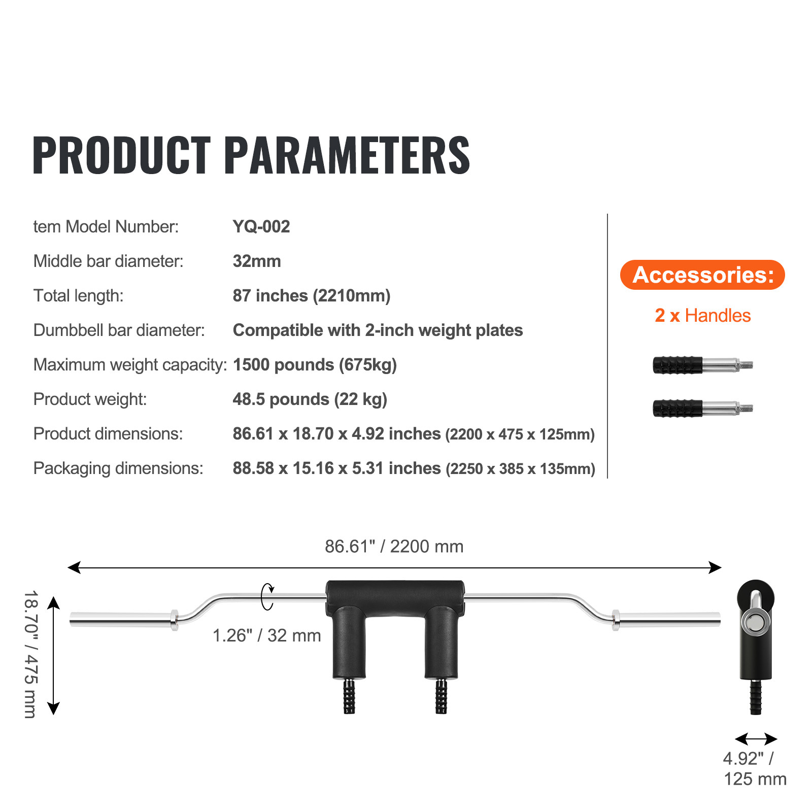 Safety Squat Bar Fitness Squat Bar Attachment Weight Lifting