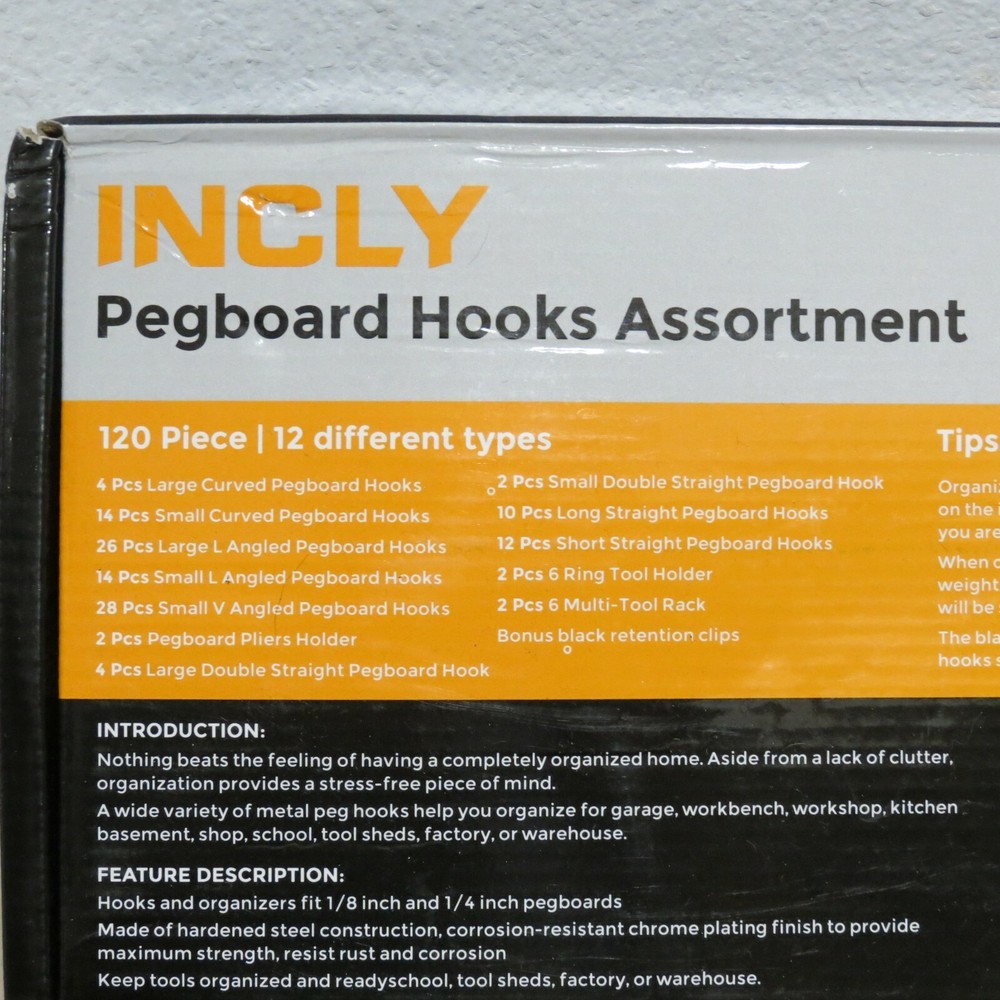 INCLY PEGBOARD HOOKS ASSORTMENT FOR PEGBOARD