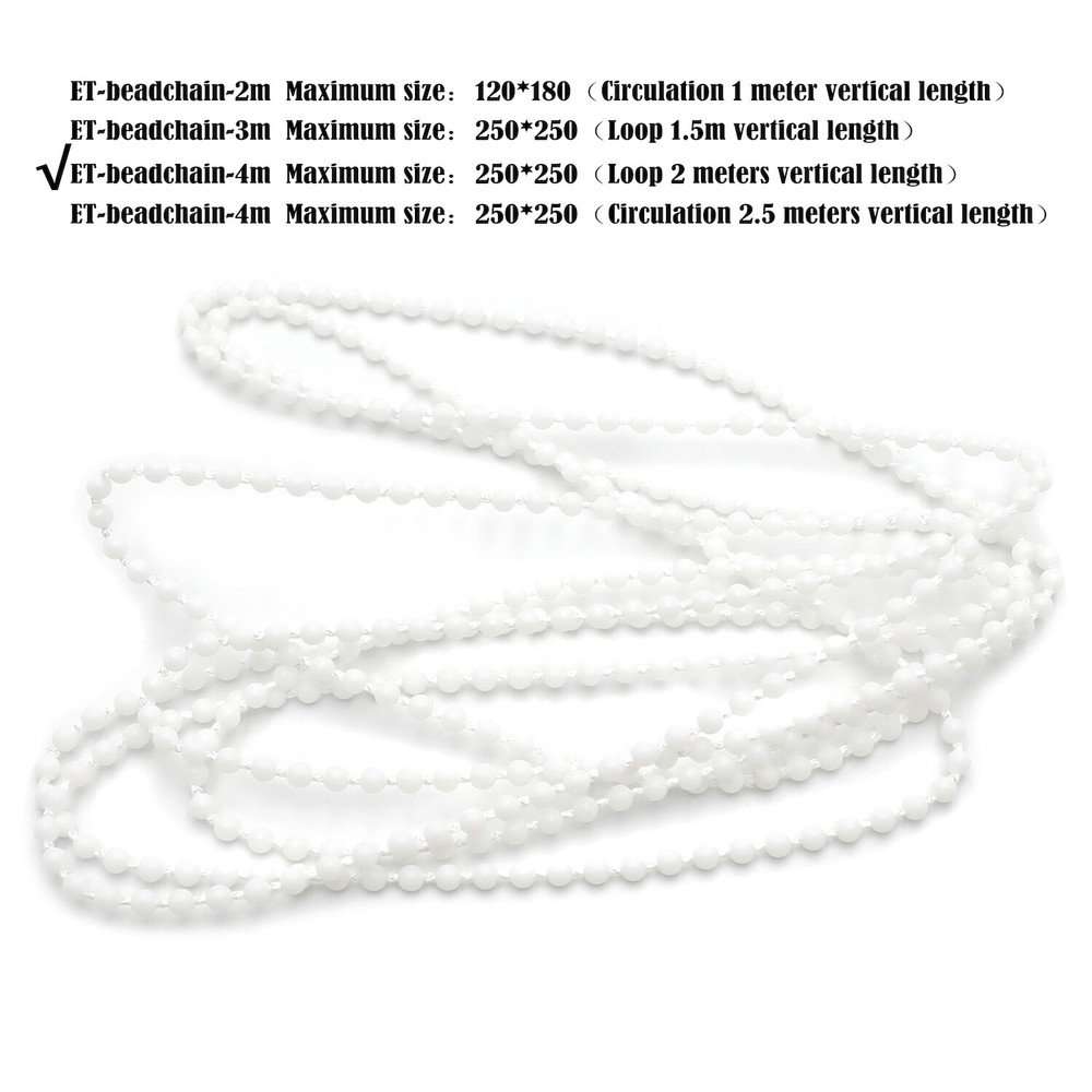 4m/13Feet Loop 2m Side Pulley Chain Beadchain For Roller Blind Shade (Chain only