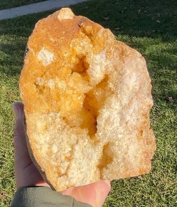 Large Kentucky Geode Half Split Cut to Stand & Display Quartz Geode 6+ Pounds