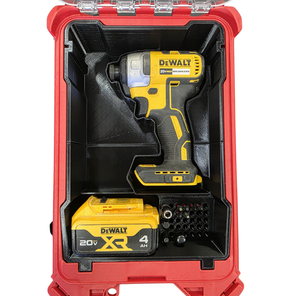 DEWALT Impact Driver Insert for Milwaukee PACKOUT 48-22-8435 | Battery + Bits