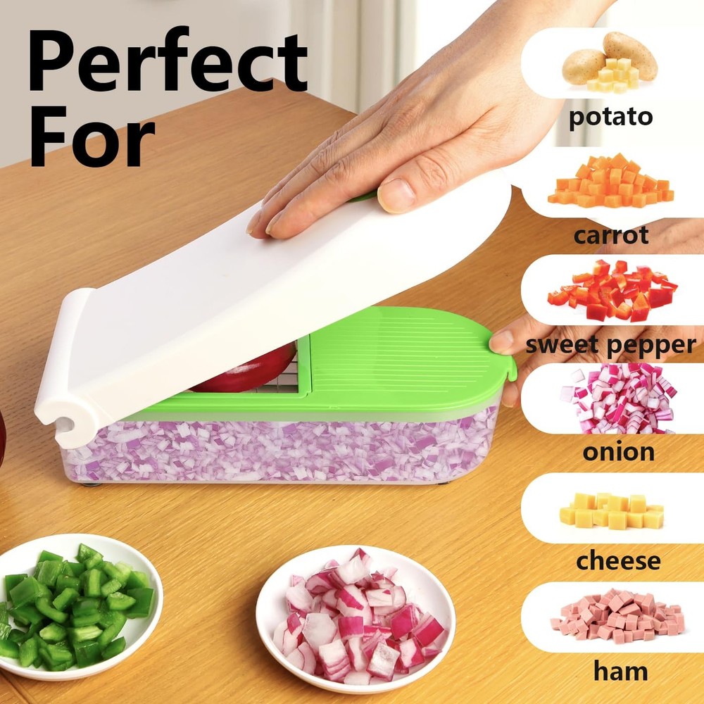 LHS Manual Food Processor Large Vegetable Chopper, 1004ML Pull 2 in 1, White