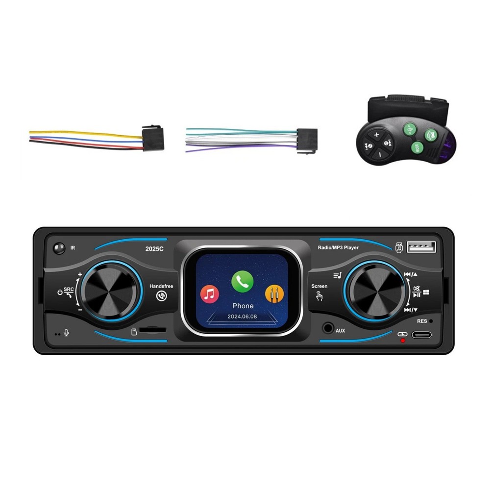 MP3 Car Radio with Steering Wheel Control, Bluetooth A2DP USB TF Card Reader