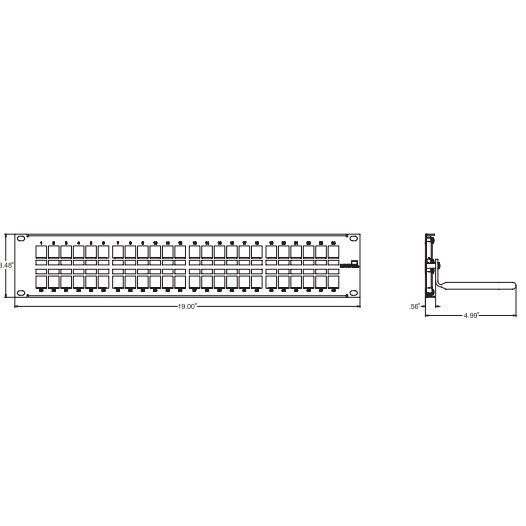 Leviton 4S255-S48 Shielded Flat Quickport Patch Panel 48-Port 2RU Black