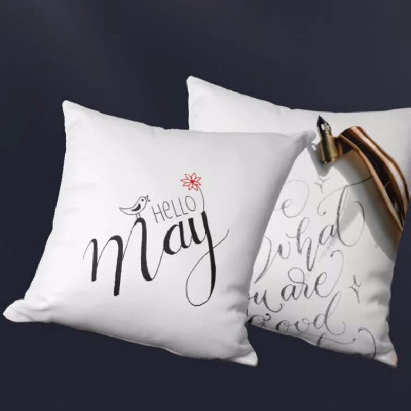 Customizable Heat Transfer Printed Pillowcase Linen Material Beige or White