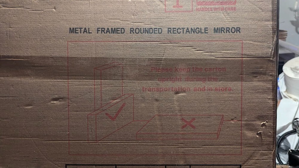 METAL FRAMED ROUND RECTANGLE MIRROR 24X36