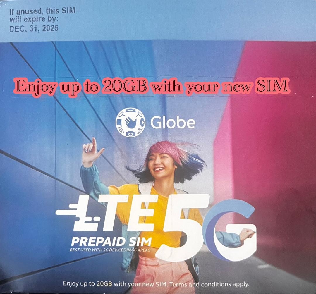 GLOBE 5G Prepaid Roaming Philippines SIM Card LTE Tri-Cut Mini Micro Nano w 150