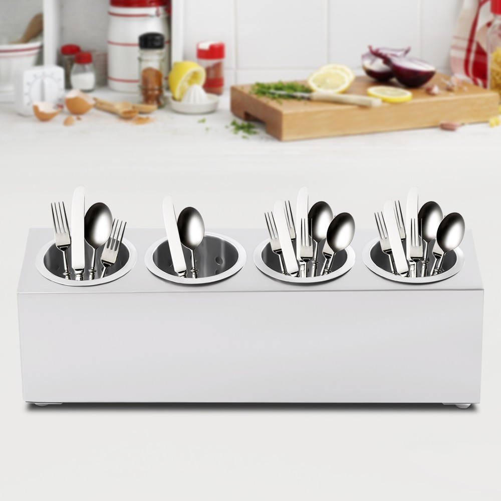 4 Storage Hole Metal Flatware Holder Removable Flatware Organizer Large Capacity