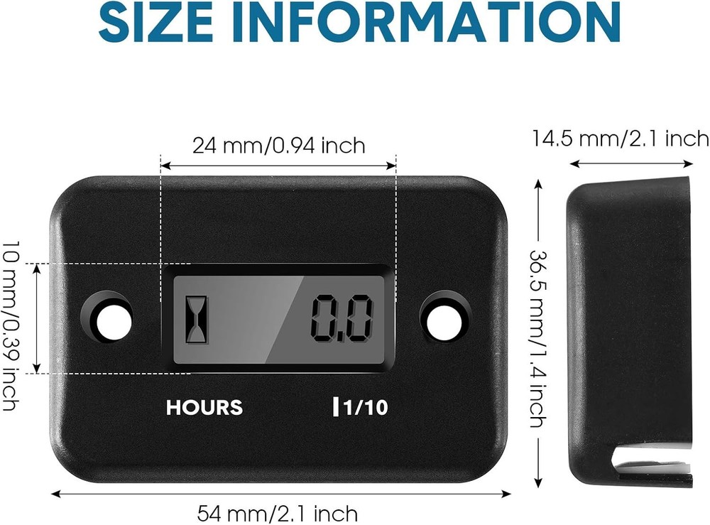 4 Pieces Hour Meters for Small Engines Inductive Digital Engine Meter Black