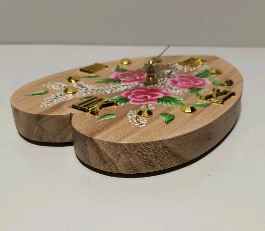 Heart-Shaped Clock Adorned with Roses