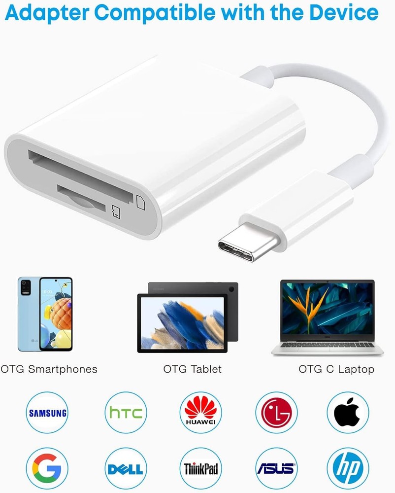 USB C SD Card Reader, USB-C to SD/Micro 2in1 2 Port (SD+TF)