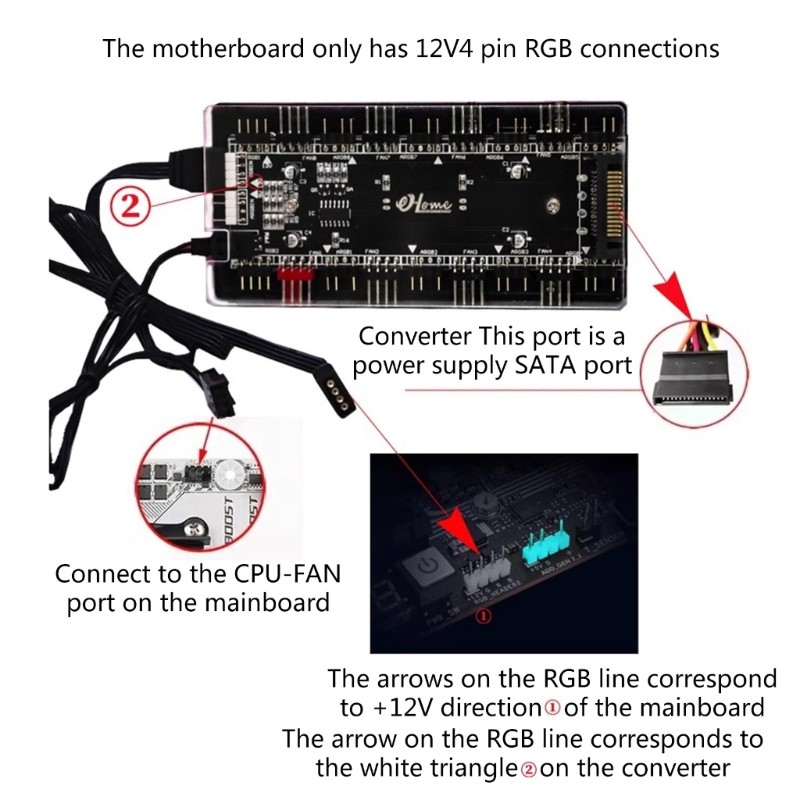 High Quality RGB Transfer Hub 12V to 5V Conversion Interface RGB Convertor