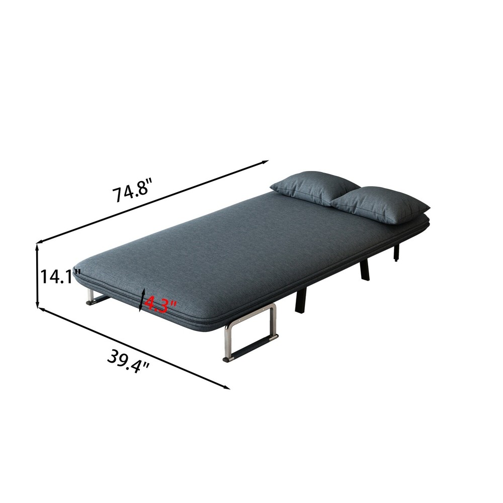 39'' Convertible Sleeper Sofa Bed Velvet Sofa Couch w/ Pull Out Bed & Pillow