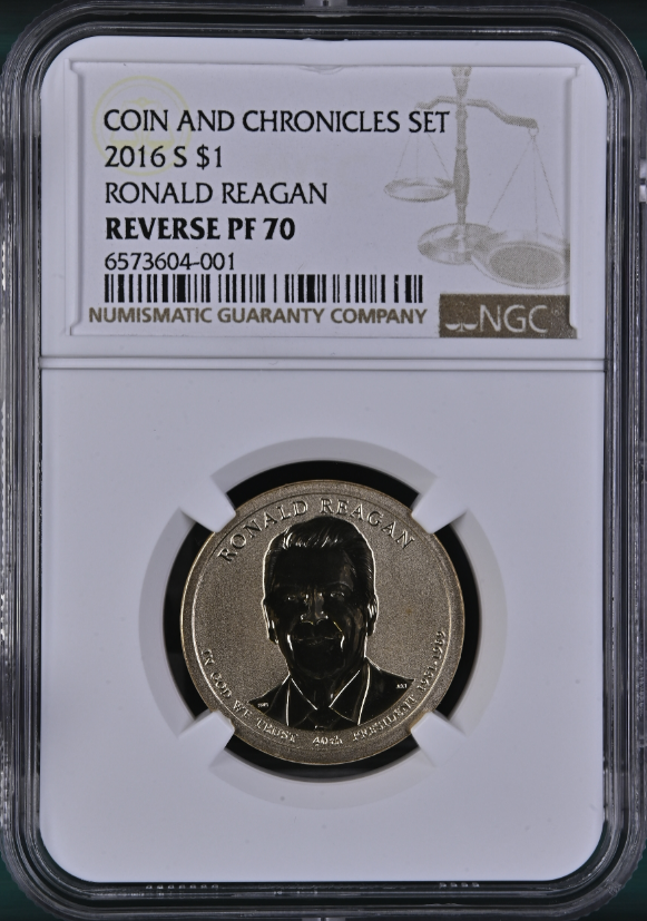 2016 Coin and Chronicles Ronald Reagan $1 NGC REVERSE PROOF PF 70